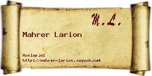 Mahrer Larion névjegykártya